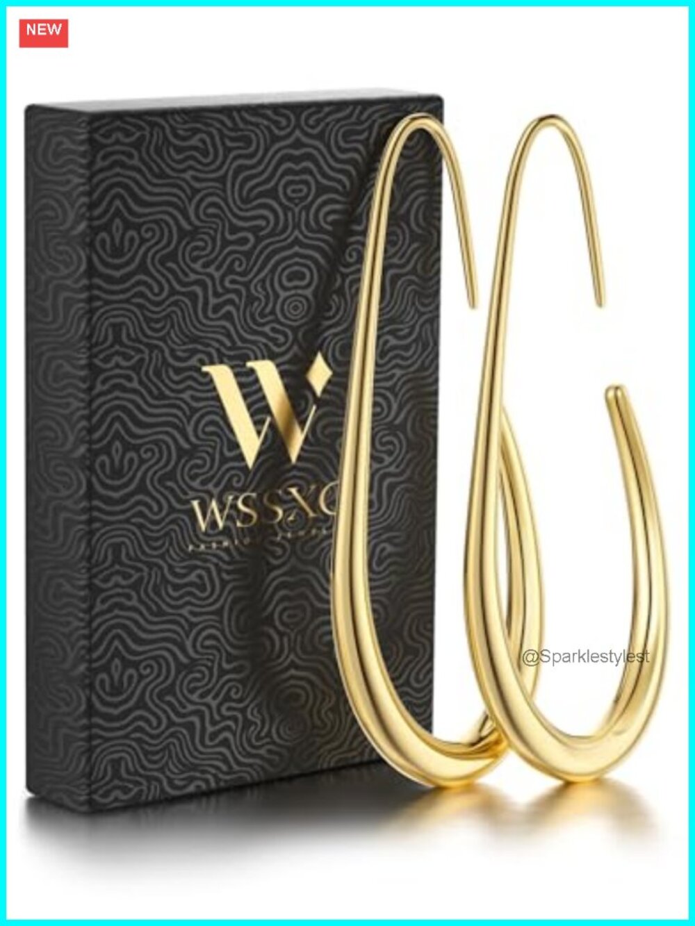 18k Gold Plated Teardrop Hoop Earrings Women Oval Pull Through 2 Sizes